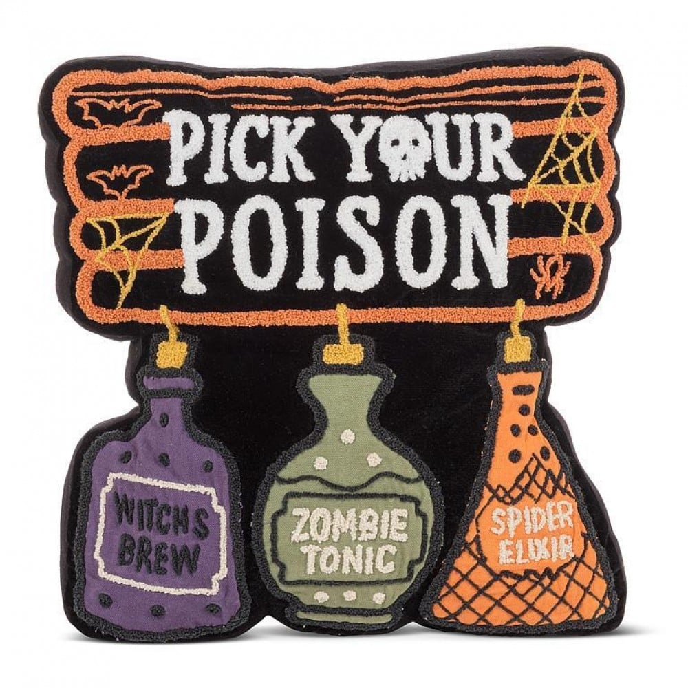 AB-50-HAUNT-SHAPE-22 Pick Your Poison- Poison Bottles Pillow