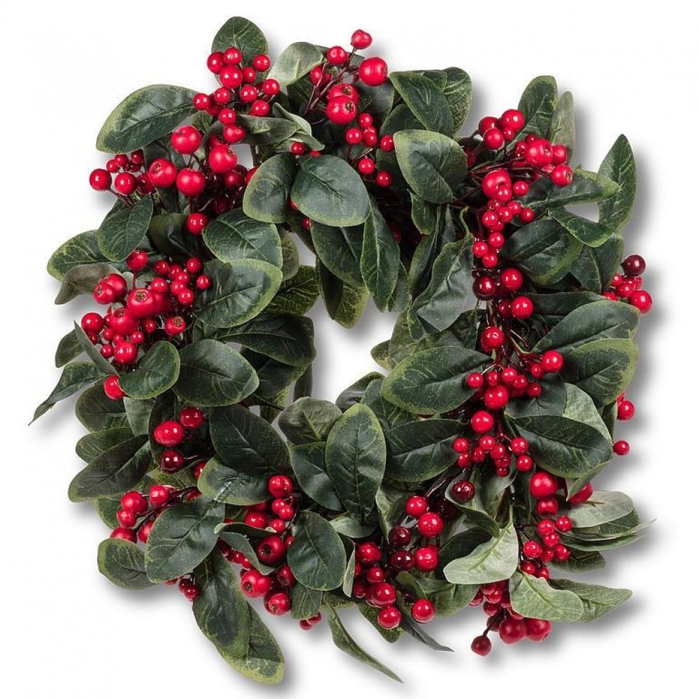 AB-27-SUSSEX-998 Medium Leaf And Red Berry Wreath