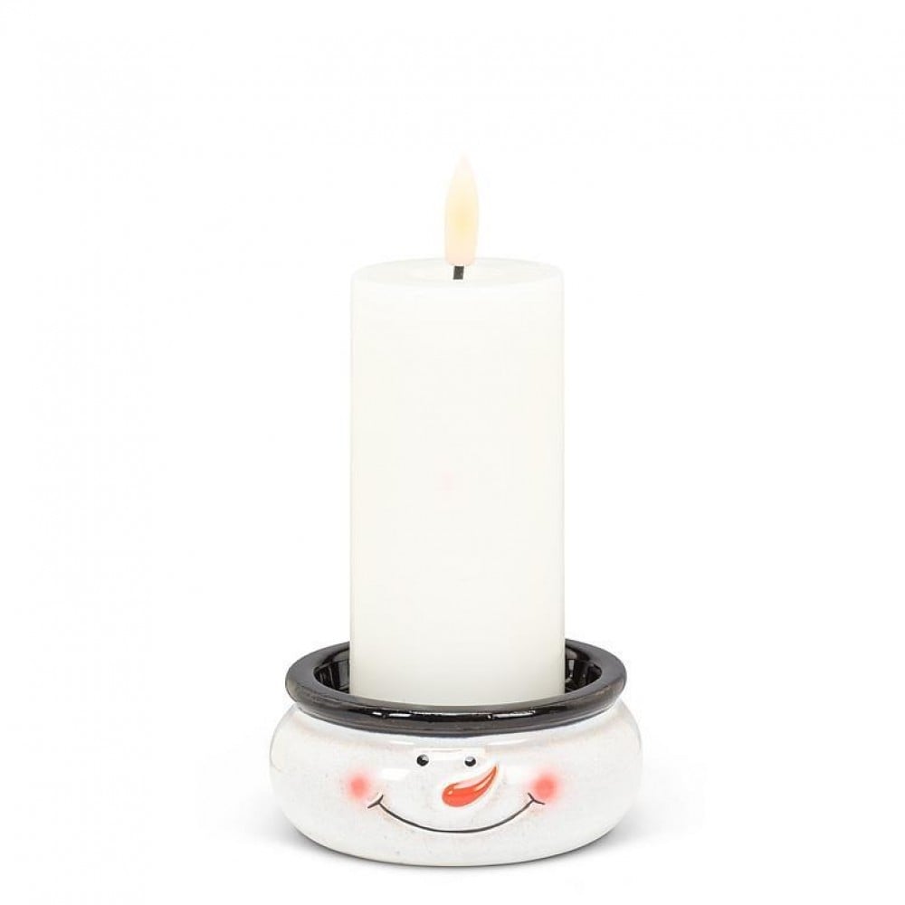 AB-27-IVES-378 Small Snowman Face Pillar Candle Holder