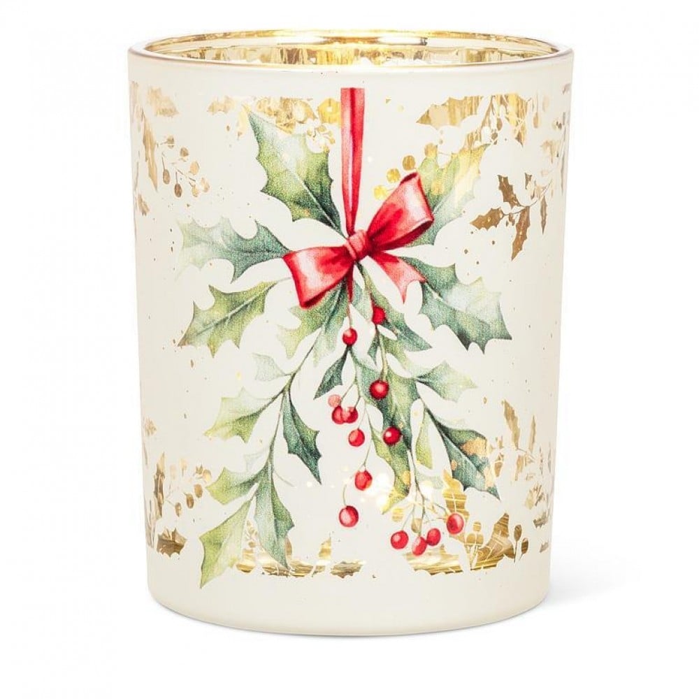 AB-27-DUSK-829-MD Medium Holly Leaves Votive Candle Holder