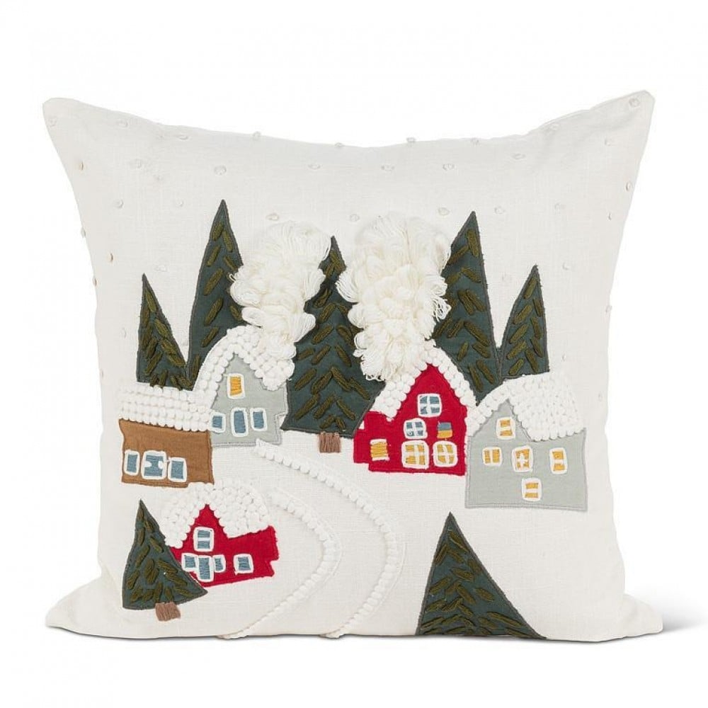 AB-50-CHALET-SQ-72 Snowy Village Square Textured Pillow