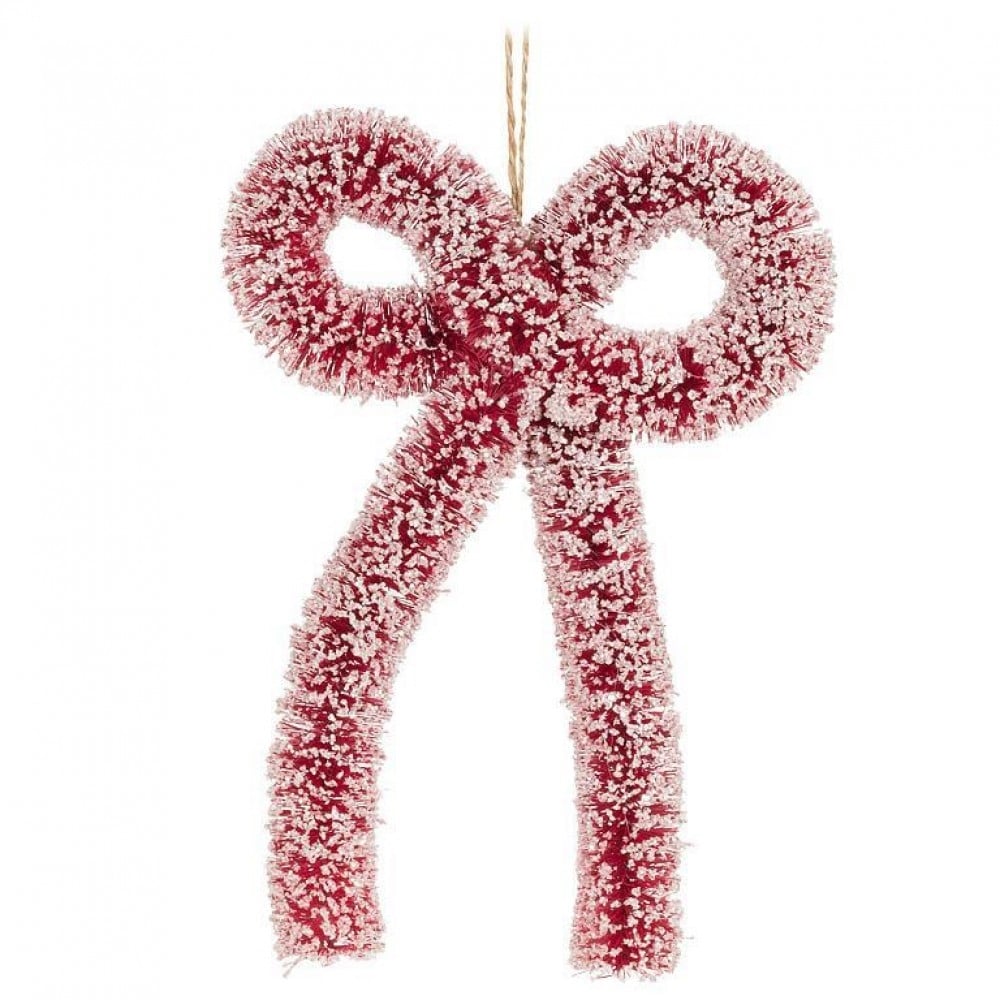 AB-27-CLASSIC-249 Icy Red Bow Brush Ornament