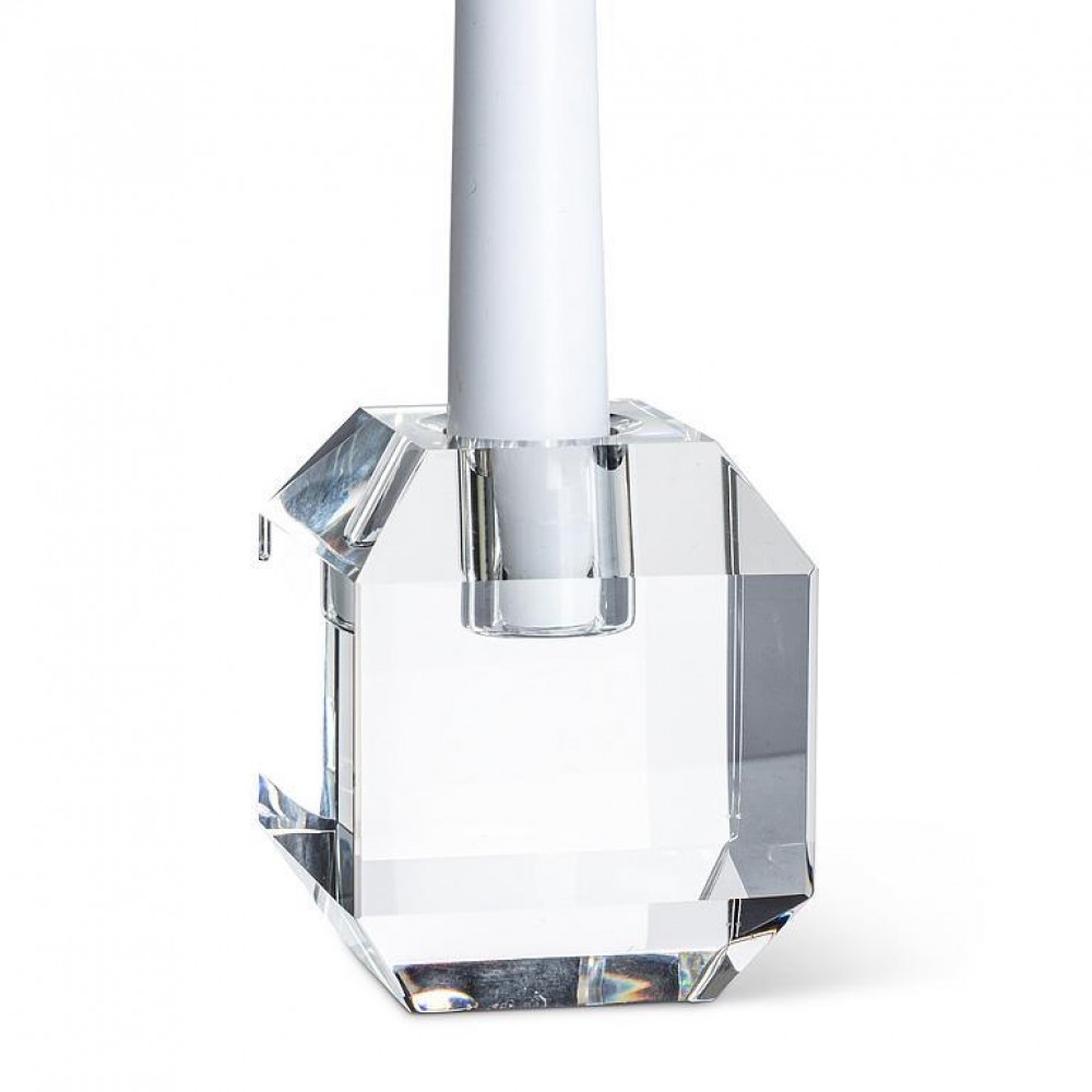 AB-27-GALLERIA-521-CLEAR Medium Cut Cube Taper Candle Holder