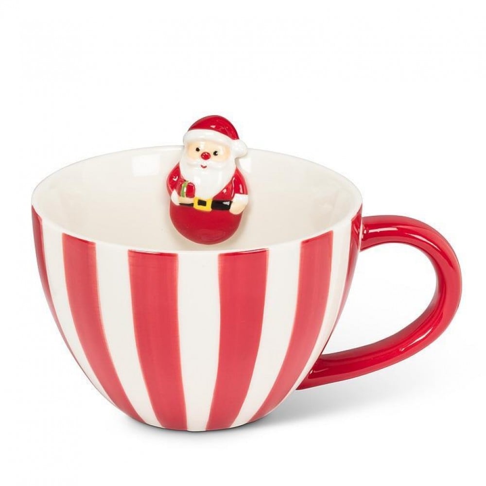 AB-27-GLEEFUL-316 Wide Striped With Santa Mug