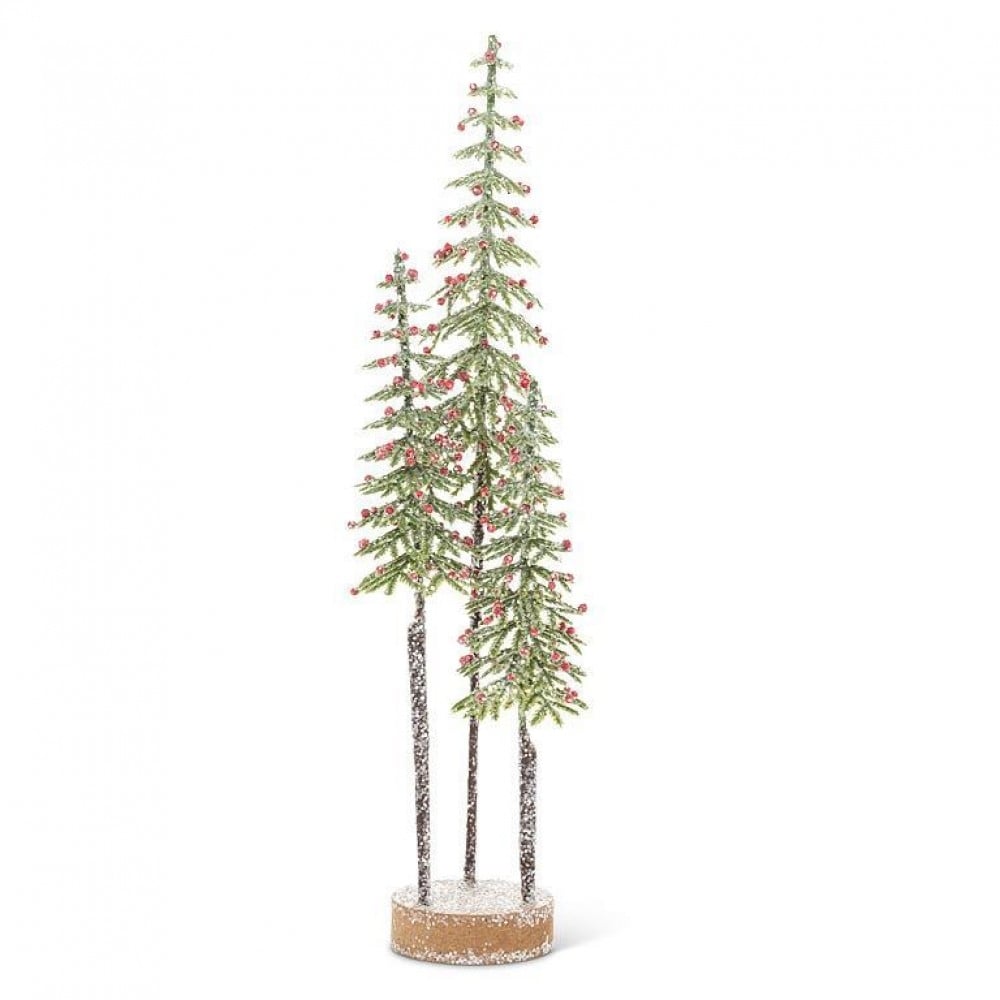 AB-27-PI OOD-9259 Triple Snowy Trees On Base Figurine