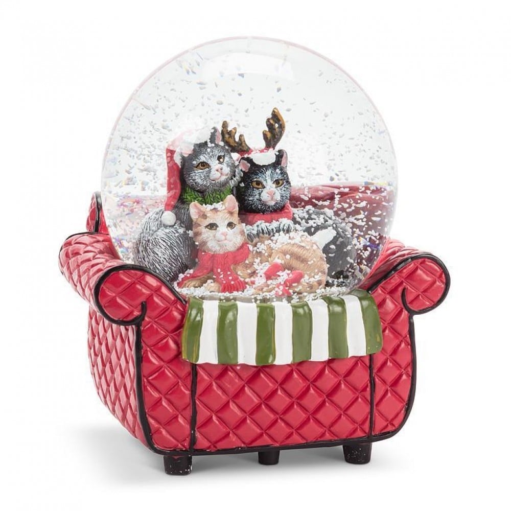 AB-27-SHAKE-1573 Medium Cats In A Chair Christmas Snow Globe