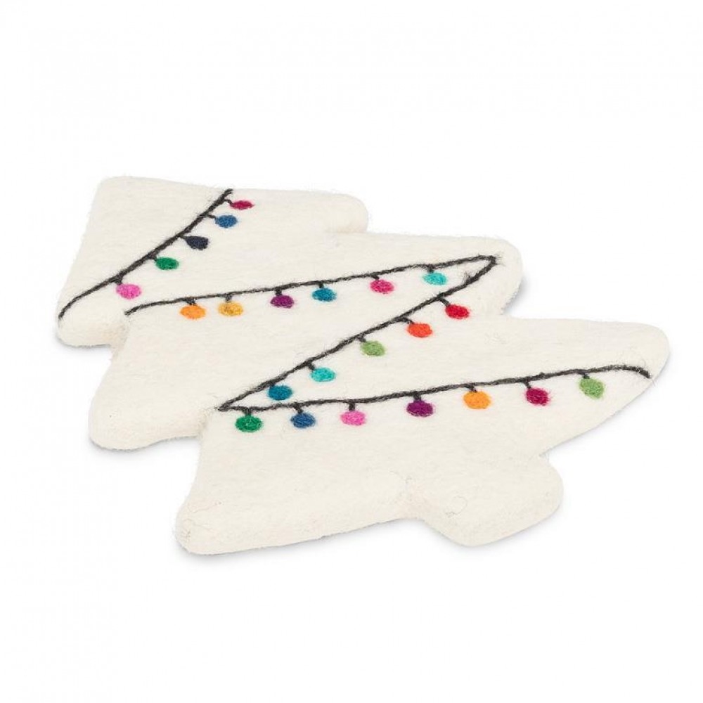 AB-28-NEPAL-103 White Tree With Christmas Lights Pattern Trivet
