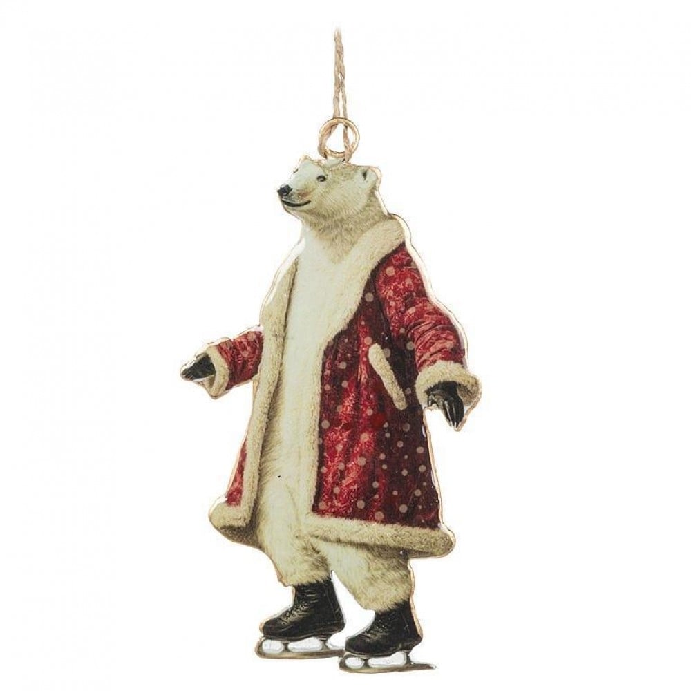 AB-37-IMPRINT-191 Gentleman Polar Bear On Skates Ornament
