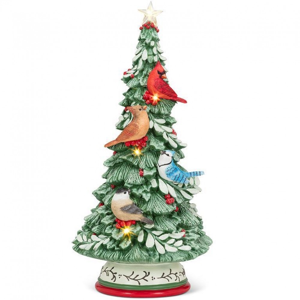 AB-27-BACKYARD-003 Bird Filled Pine Tree With Led Decoration