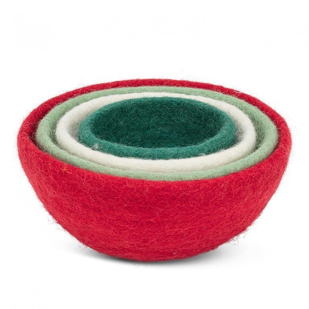 AB-28-NEPAL-05-XM Set Of 4 Assorted Colors Felt Nesting Bowls