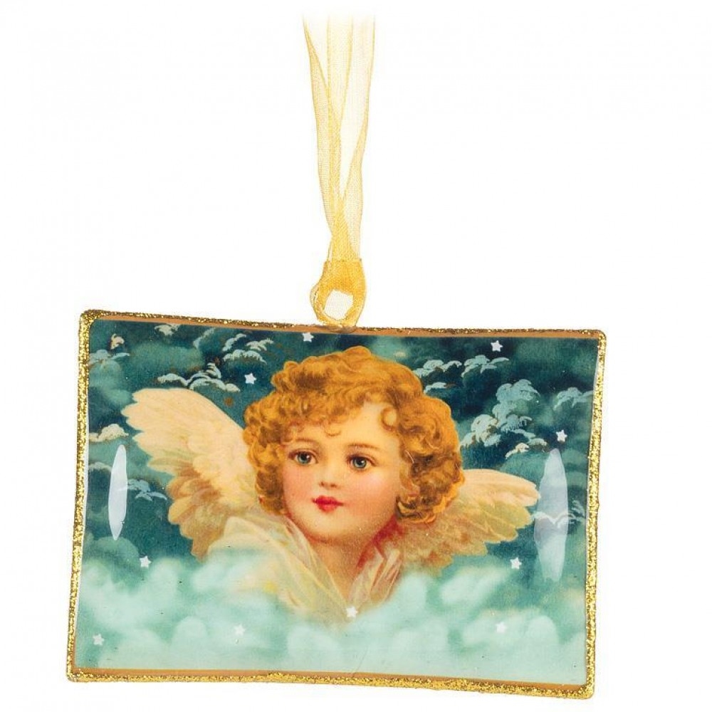 AB-37-POSTCARD-02 Cherub Postcard Shaped Ornament