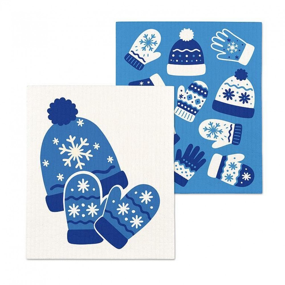 AB-84-ASD-MITTS Set Of 2 Mitts And Hats Pattern Dishcloth