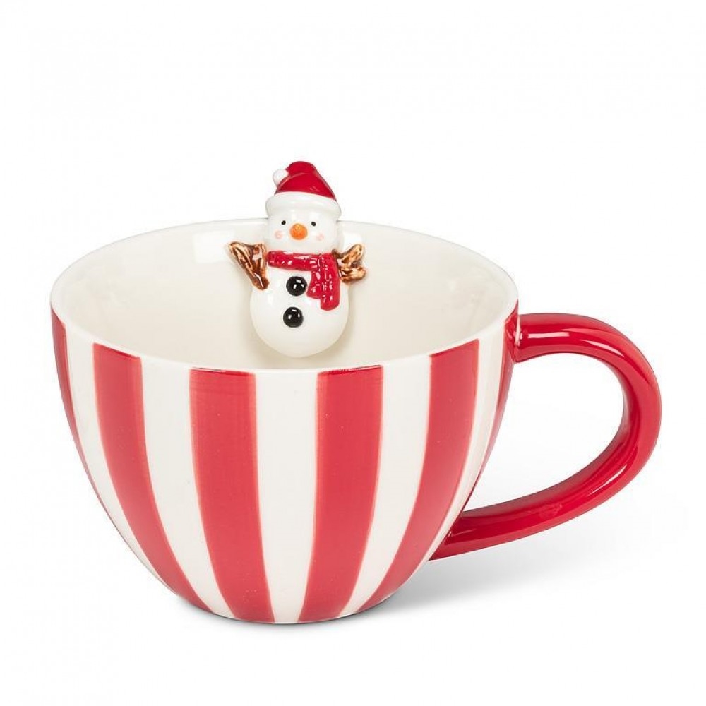 AB-27-GLEEFUL-317 Wide Striped With Snowman Mug