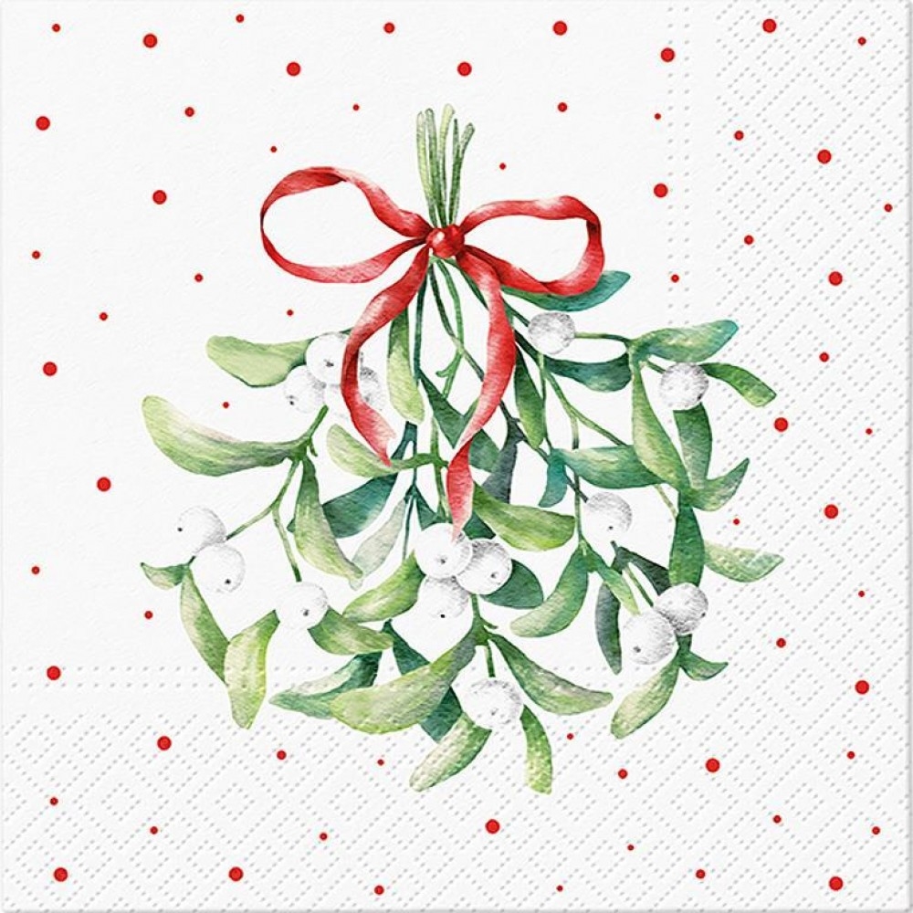 AB-88-L-242900 Set Of 20 Luncheon Mistletoe Magic Napkins