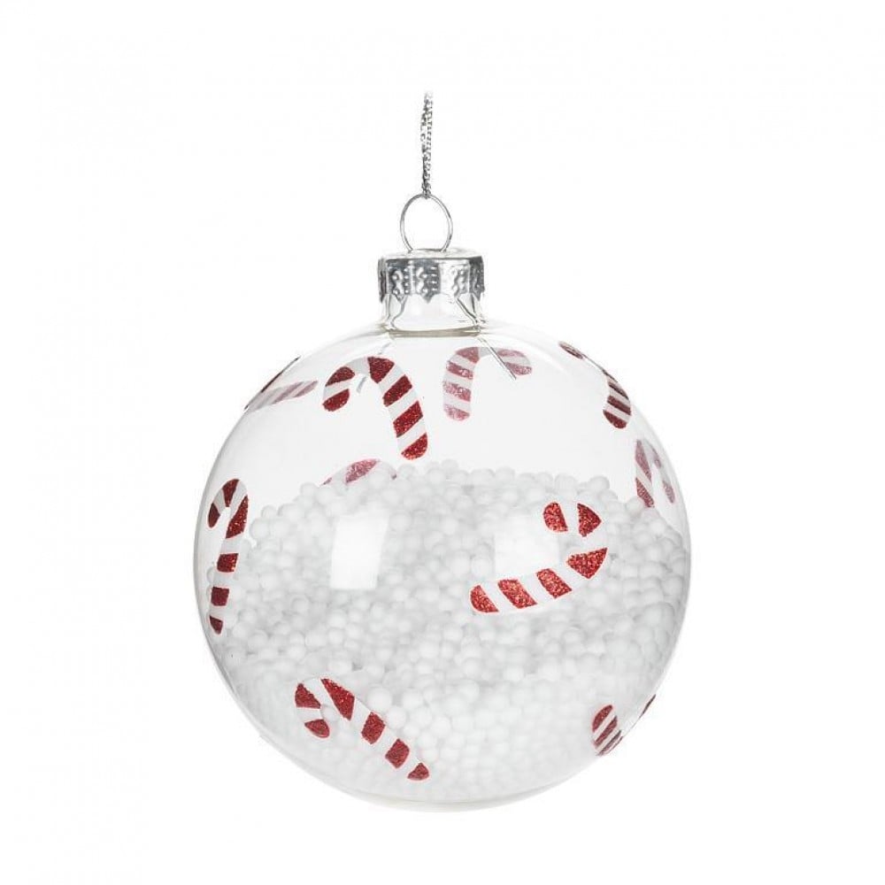 AB-18-BALL-945 Candy Cane And Snow Flakes Ball Ornament