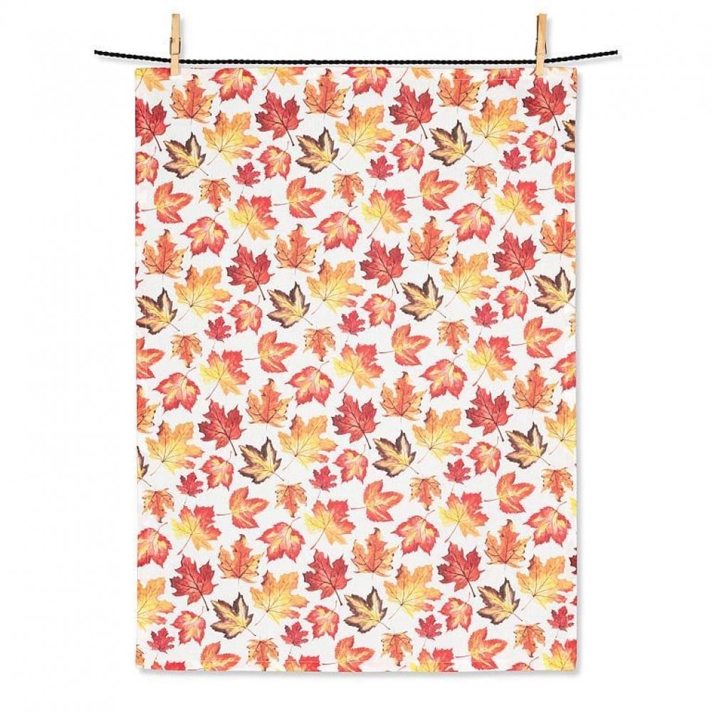 AB-56-KT-TRUENORTH-02 Allover Fall Maple Leaves Tea Towel