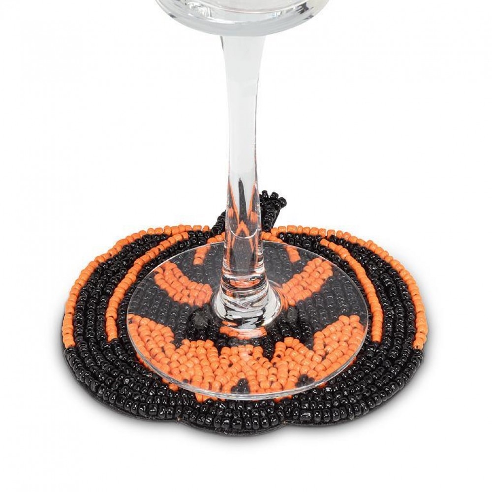 AB-50-HAUNT-CSTR-09 Scary Pumpkin Beaded Coaster