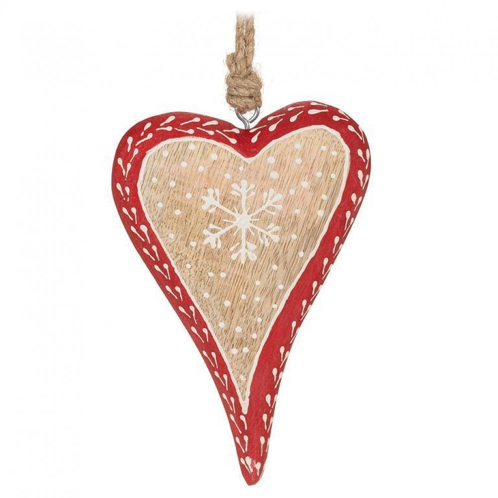 AB-58-ASTRID-LG Large Long Heart With Snowflakes Ornament