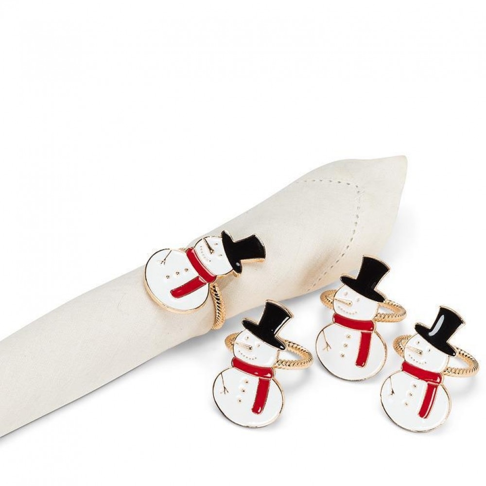 AB-27-RING-087 Set Of 4 Happy Snowman Napkin Ring