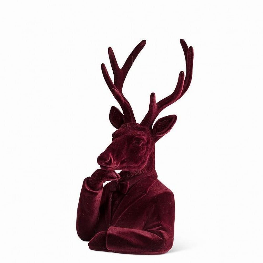 AB-27-BESPOKE-5822-BURG Dressed Up Stag In Thought Figurine