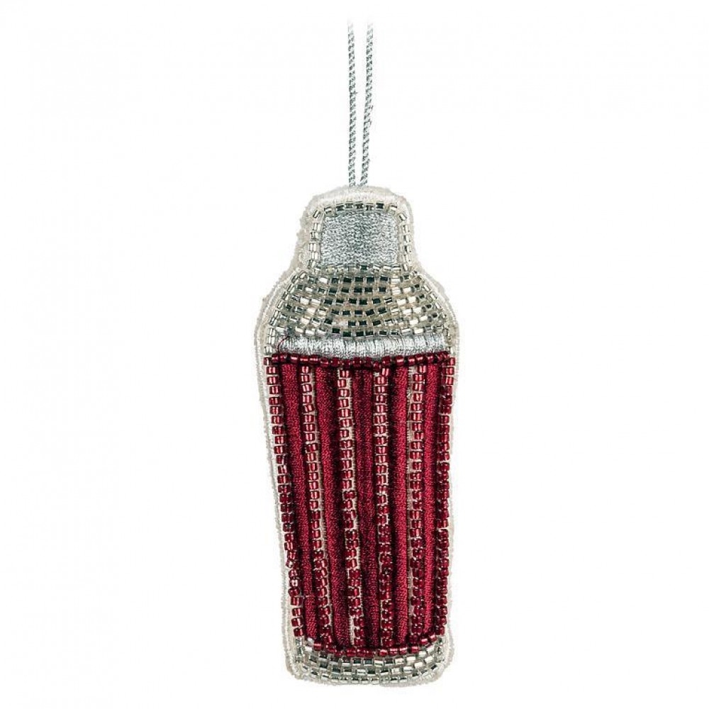 AB-41-KEEPSAKE-138 Red Beaded Cocktail Shaker Ornament