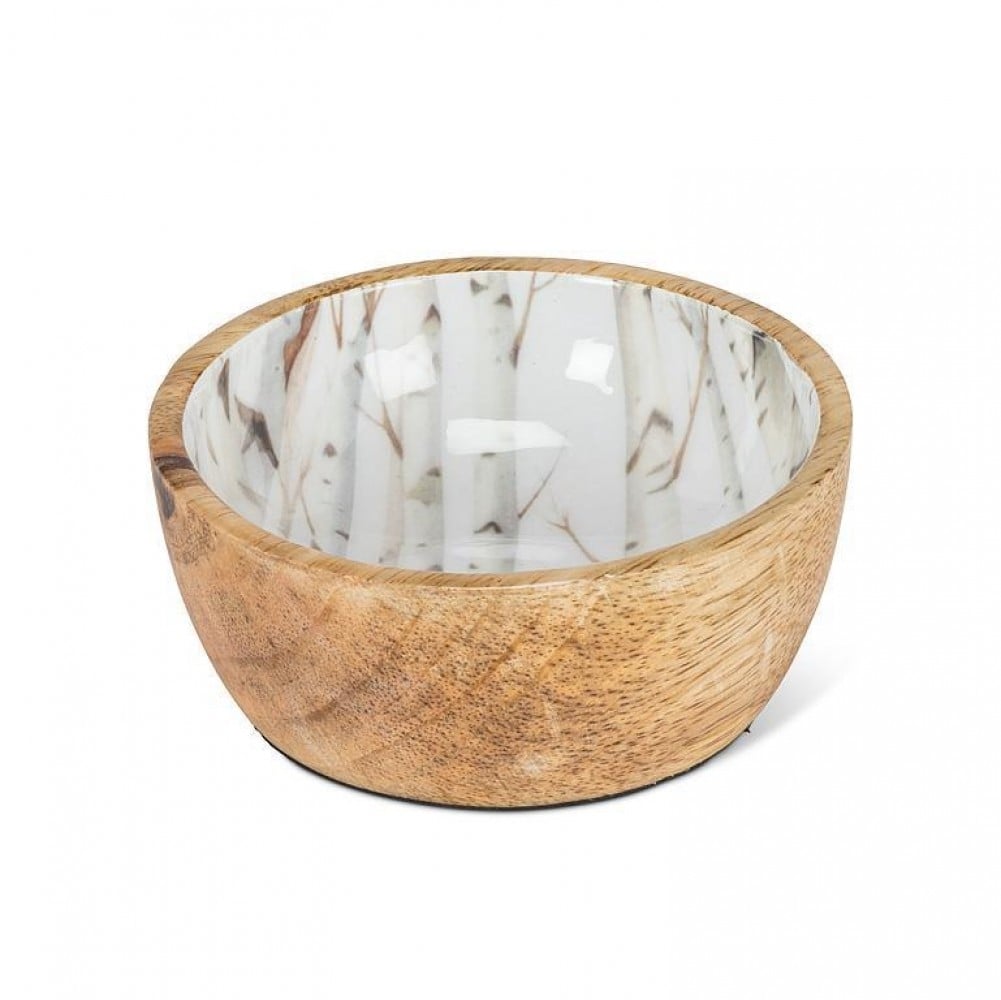 AB-58-MOTIF-BIRCH Birch Trees Inside With Wooden Exterior Small Bowl