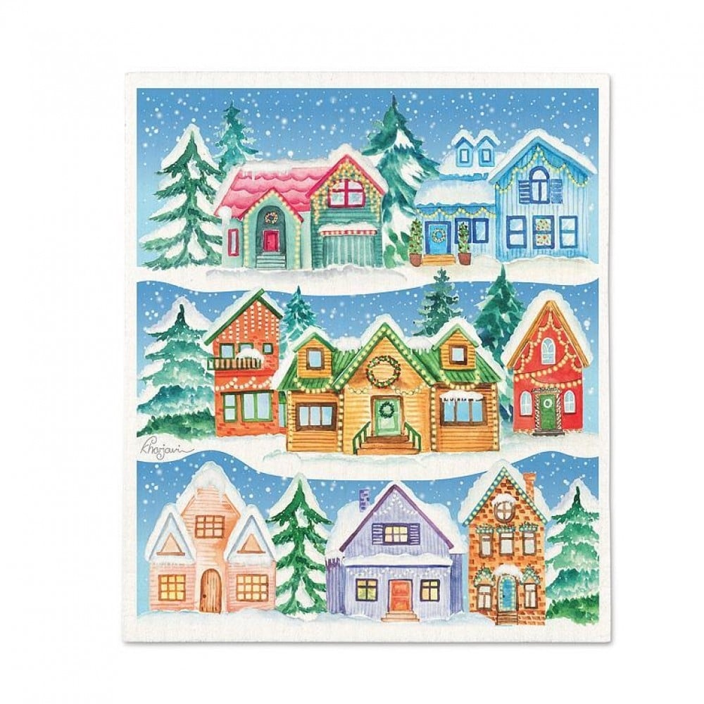 AB-20-ASD-ELORA Winter Houses Dishcloth