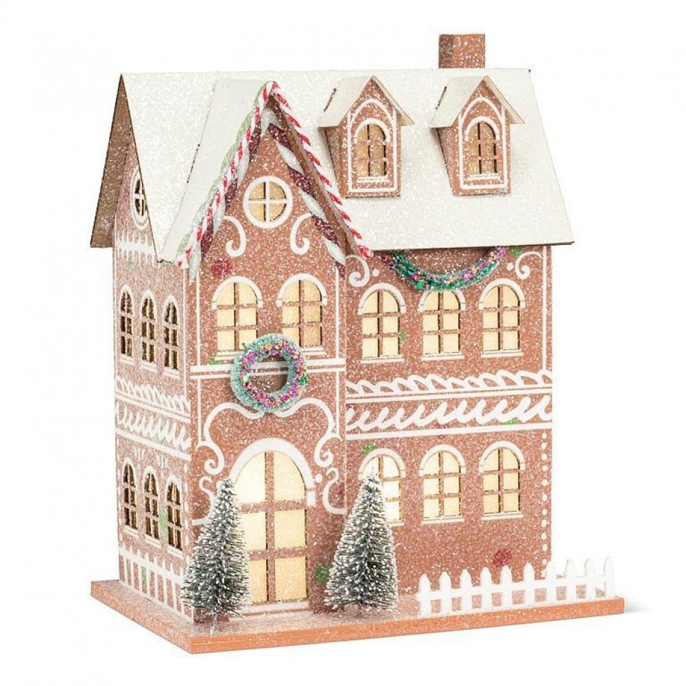 AB-27-VILLAGE-680 Large Gingerbread Led Mansion Figurine