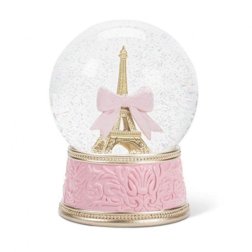 AB-27-SHAKE-8648 Eiffel Tower With A Pink Bow Snow Globe