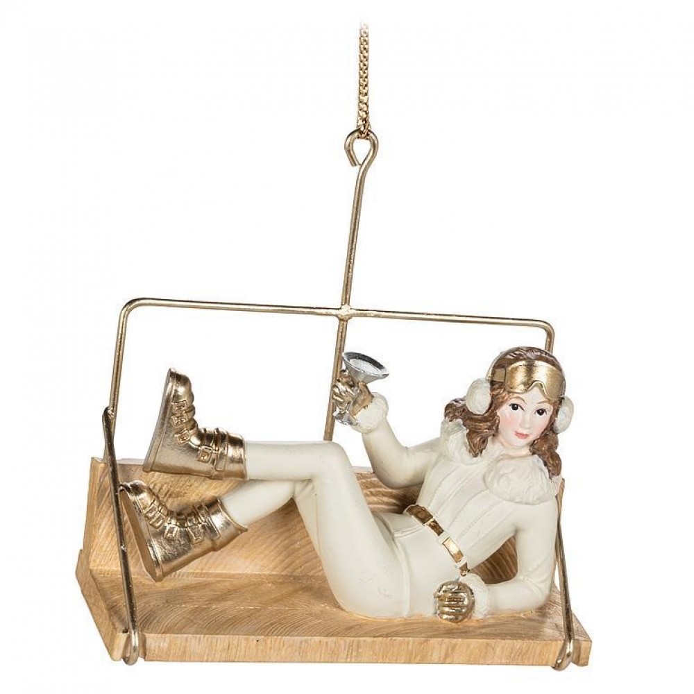 AB-27-STMORITZ-524 Skier Gal On Lift Chair Ornament