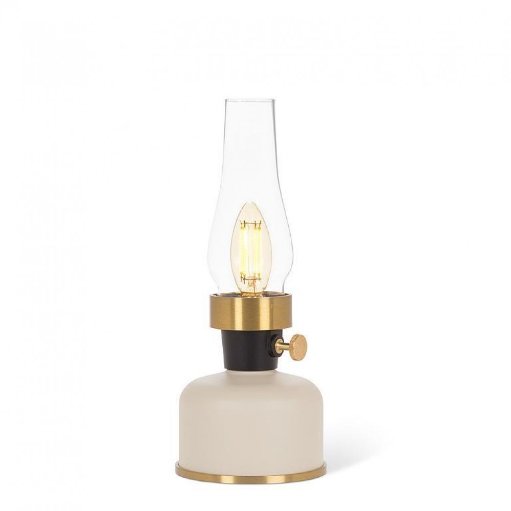 AB-27-LAMPLITE-315-IVORY Small Led With Chimney Ivory Lantern Shaped Lamp