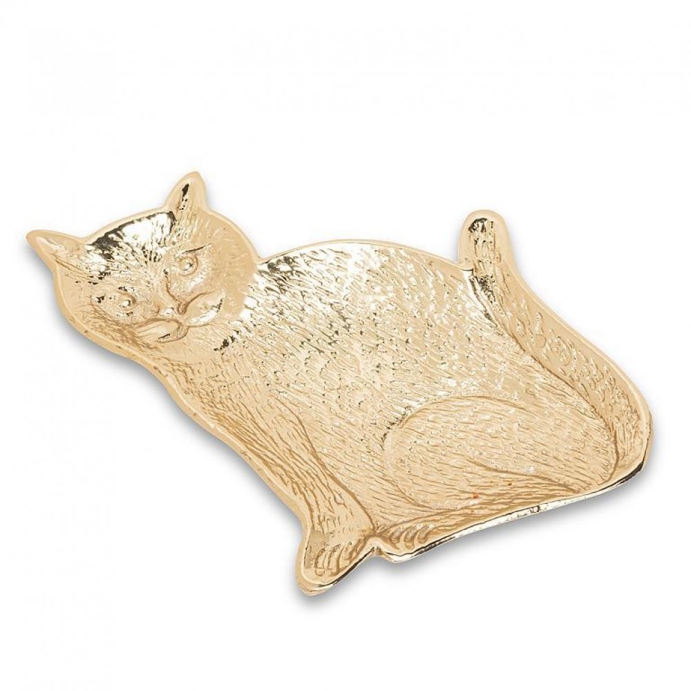 AB-51-GILD-050 Sitting Cat Flat Trinket Holder