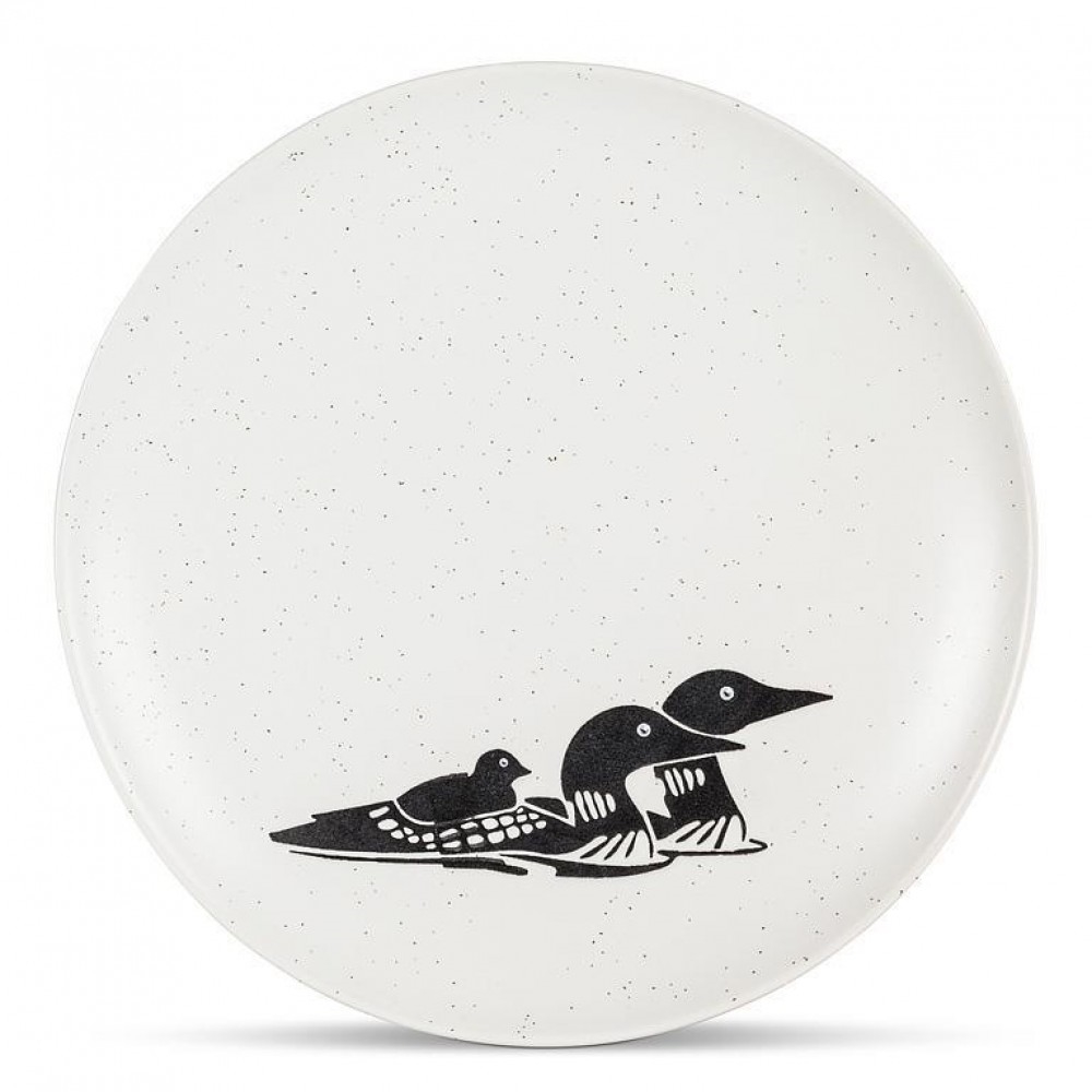 AB-27-ARTISAN-108-CKPL Loon Family On Speckled Plate