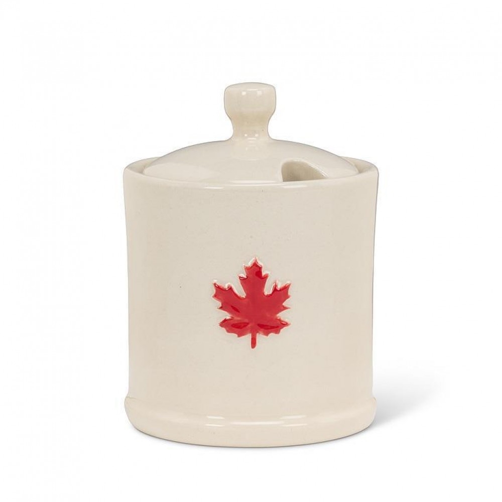 AB-27-DOLLOP-LEAF Maple Leaf Dcor Covered Jam Jar