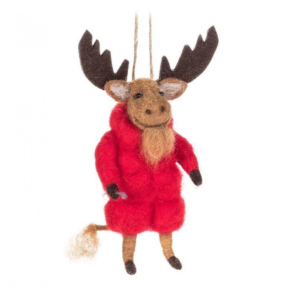 AB-27-MERINO-033 Moose In Puffy Parka Ornament