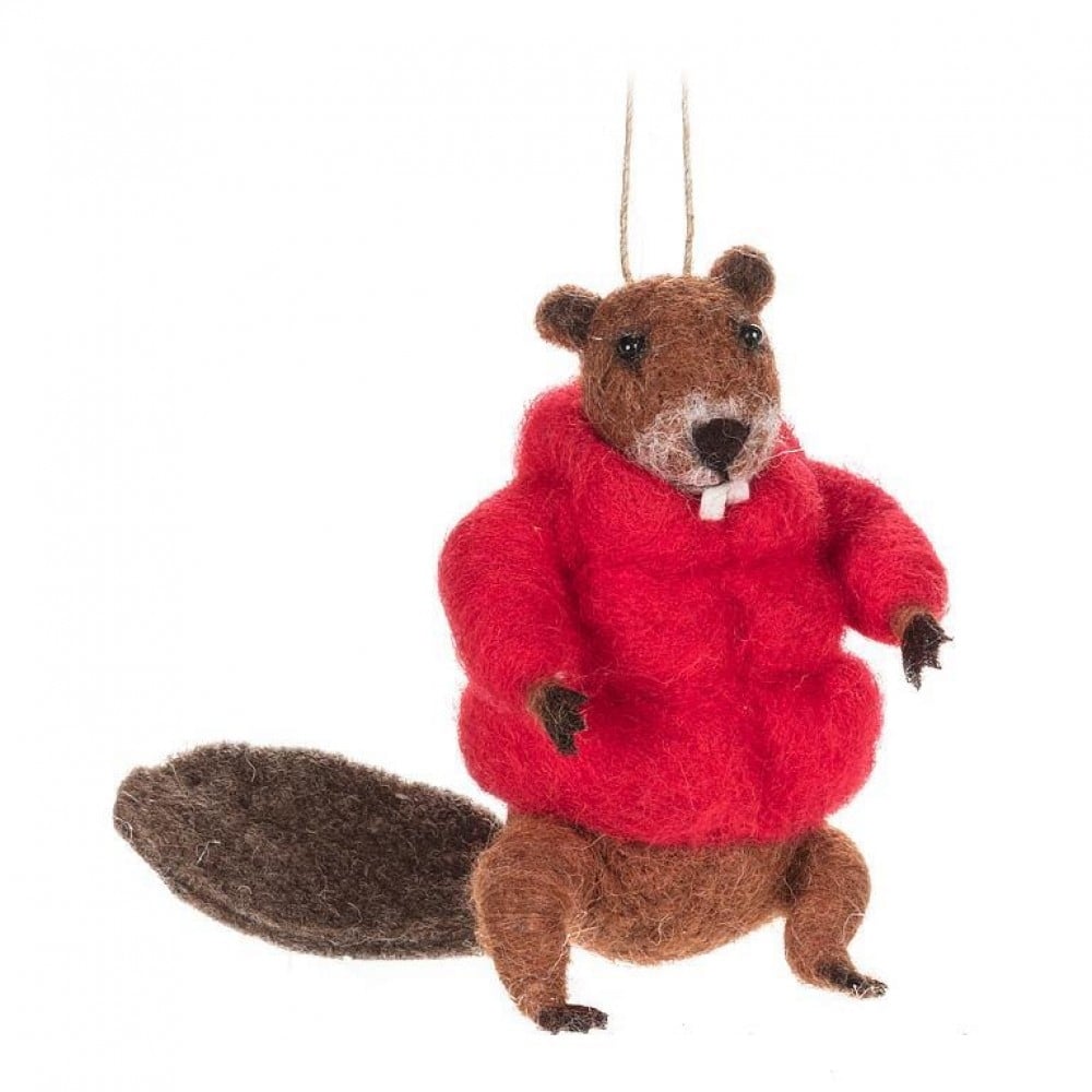 AB-27-MERINO-025 Beaver In Puffy Parka Ornament