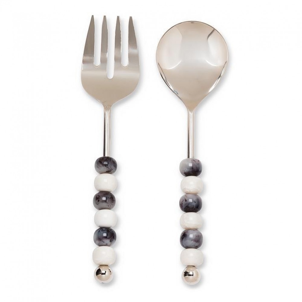 AB-36-TOSS-134 Set Of 2 Bead Ball Handle Salad Servers Serving Utensils