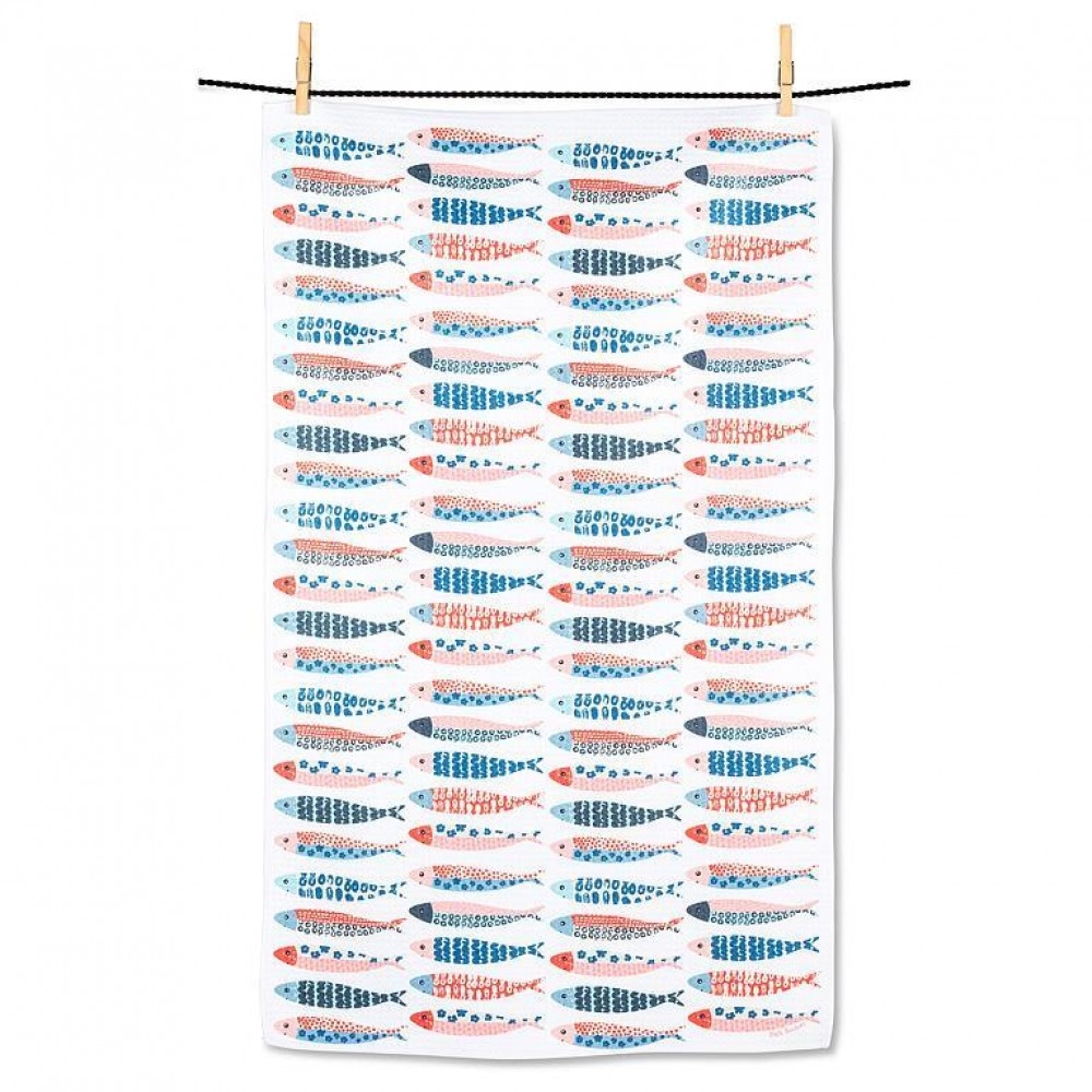 AB-20-RENU-FISH Rows Of Fish Tea Towel