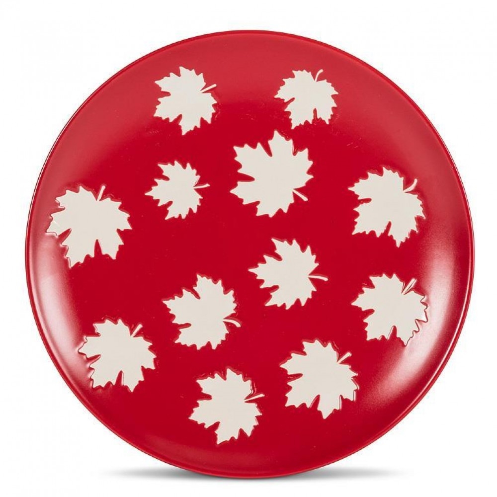AB-27-ARTISAN-118-CKPL Maple Leaves On Red Plate