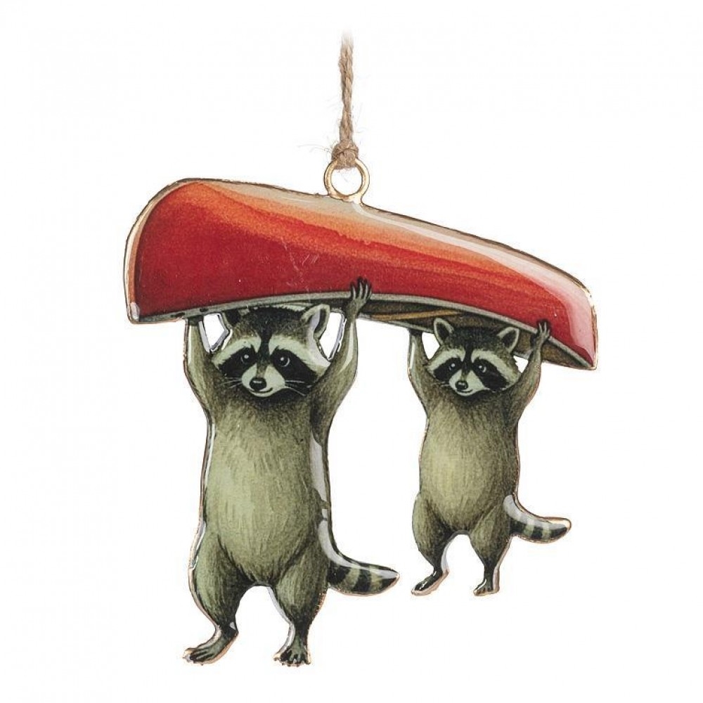 AB-37-IMPRINT-207 Portaging Raccoons With Canoe Ornament