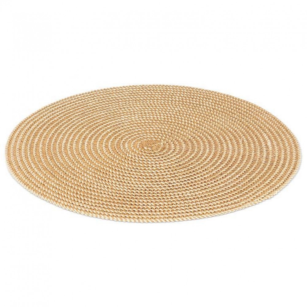 AB-27-RADIUS-TAN Soft Tan And Ivory Round Woven Placemat