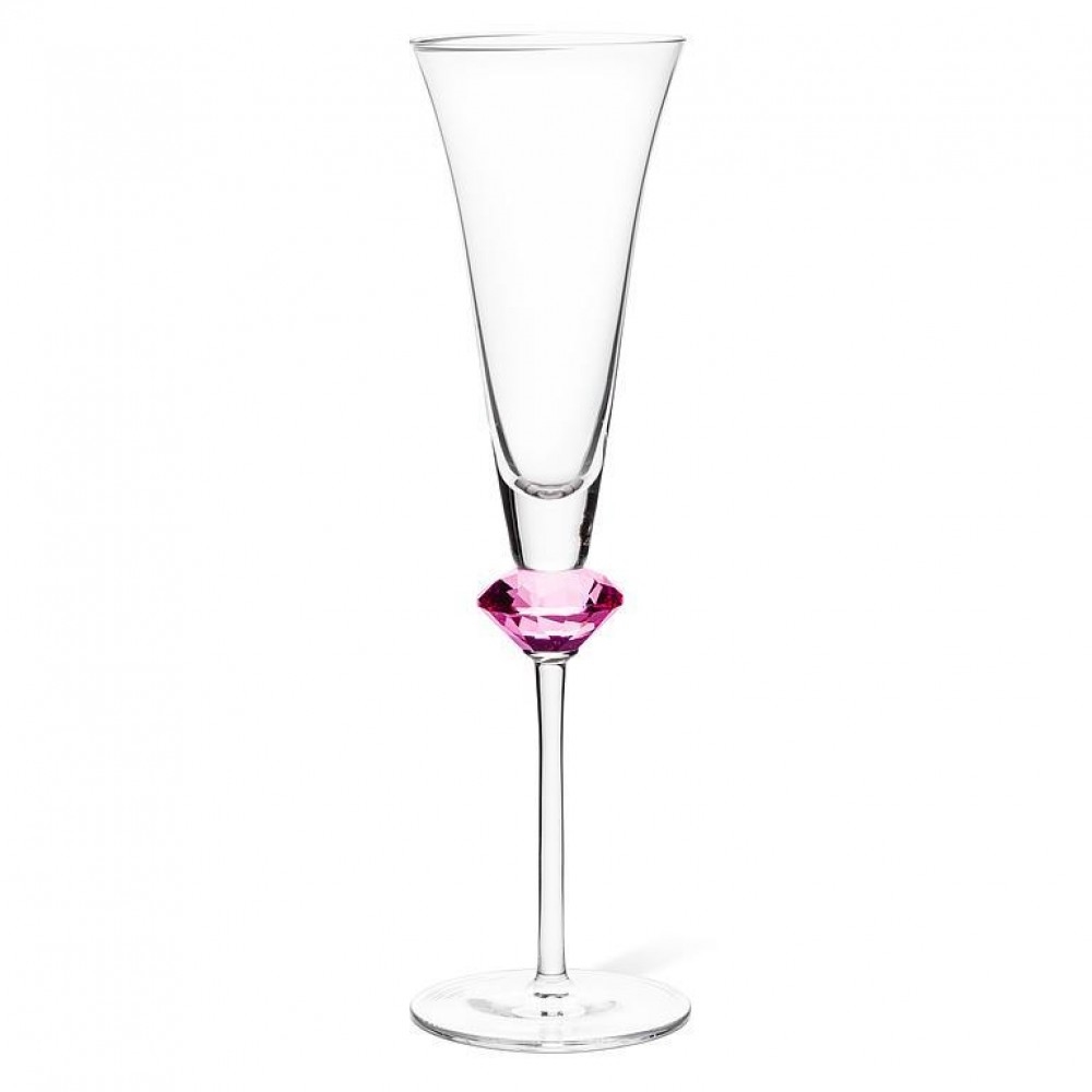 AB-27-KARAT-FLUTE-PNK Pink Crystal In Stem Flute Glass