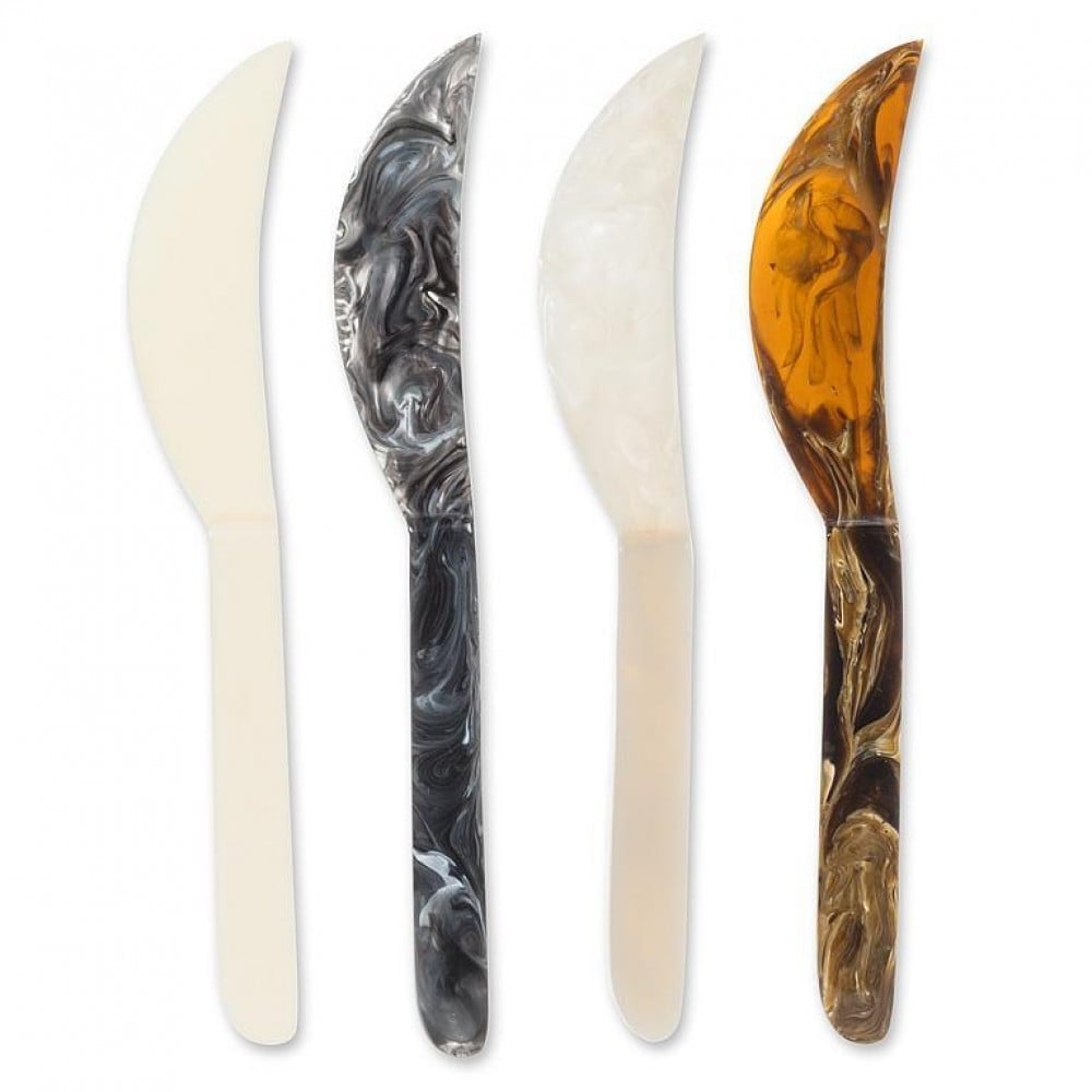 AB-36-EARTH-PATE Set Of 4 Assorted Colors Natural Shape Spreader