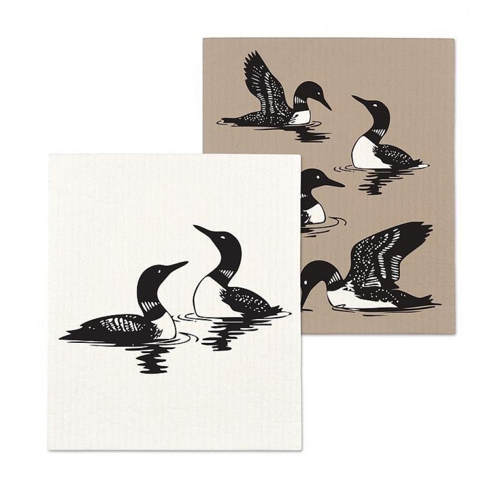 AB-84-ASD-LOONS Set Of 2 Loons Dishcloth