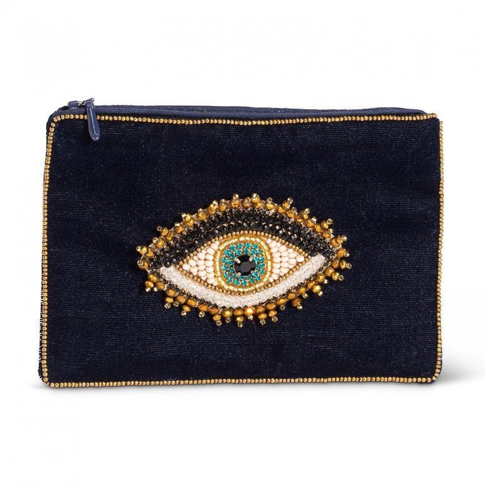 AB-90-ROYALE-01-EYE 3D Embroidered Eye Zippered Pouch