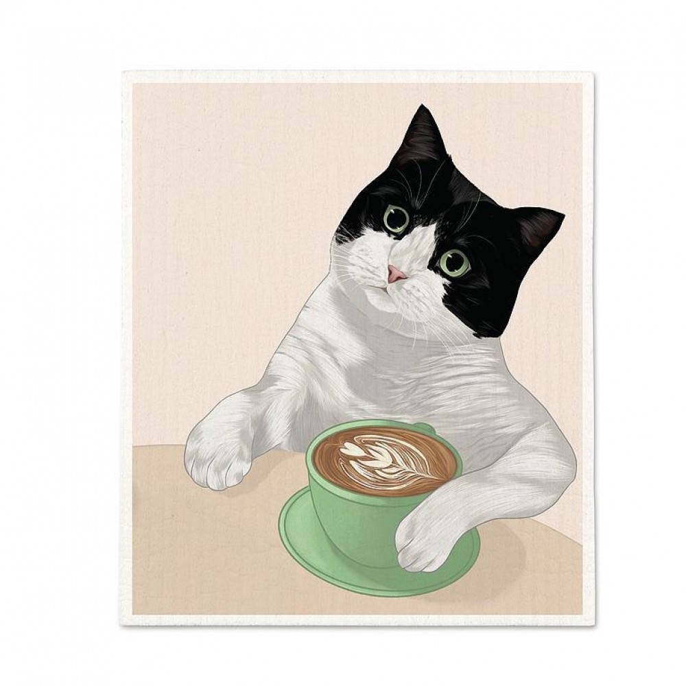AB-20-ASD-CAT-LATTE Cat With A Latte Dishcloth