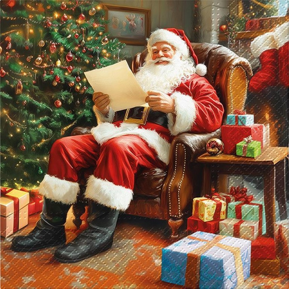 AB-88-L-242100 Luncheon Santa'S Wishes Napkins. Pack Of 20
