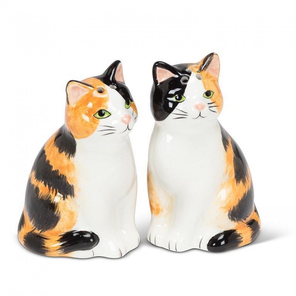 AB-27-KITTIE-02 Sitting Tabby Cats Salt & Pepper Shaker
