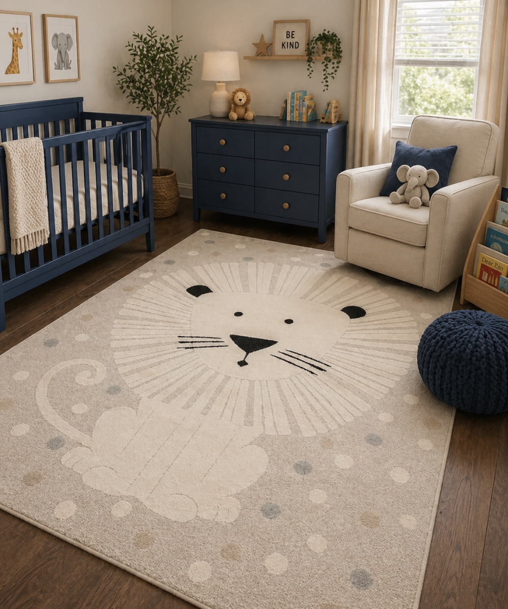 VA-ELIK-46-17 4ft x 6ft Rug Elio Kids Soft Lion Pattern Rug