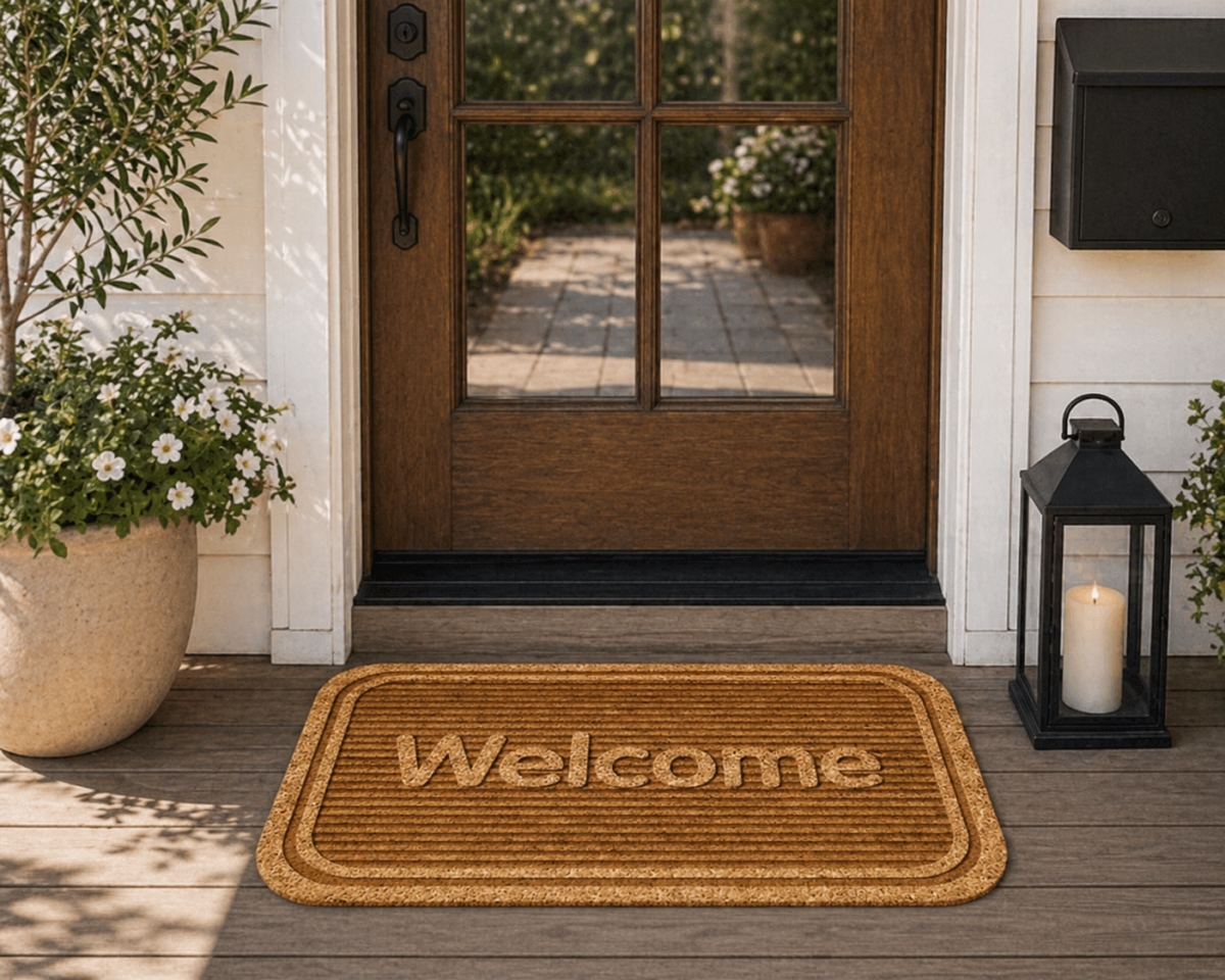 VA-DMC-1830-EMC31 18' x 30' Doormat Embossed Welcome On Stripes Doormat
